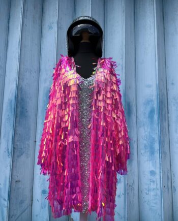 Candy- Cerise Hot Pink Drop Sequinned Kimono Jacket - Choose Your Length & Sequin styles